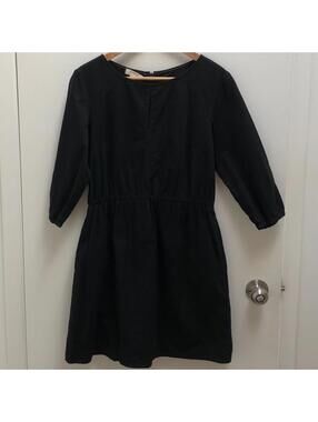 Black dress - 100% organic cotton. Meemoza. 3/4 sleeve. Size L